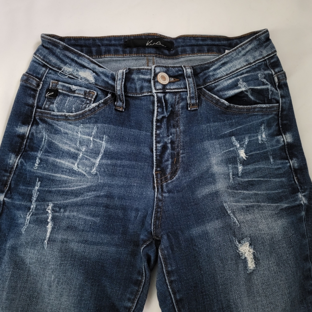 Kancan Los Angeles Distressed Whisker Blue Denim Skinny Jeans